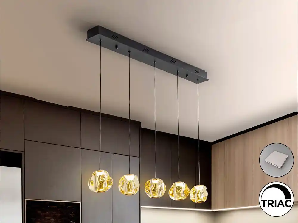 Barato ZARIA LAMPARA 5L NEGRO/BRONCE/AMBAR DIMABLE