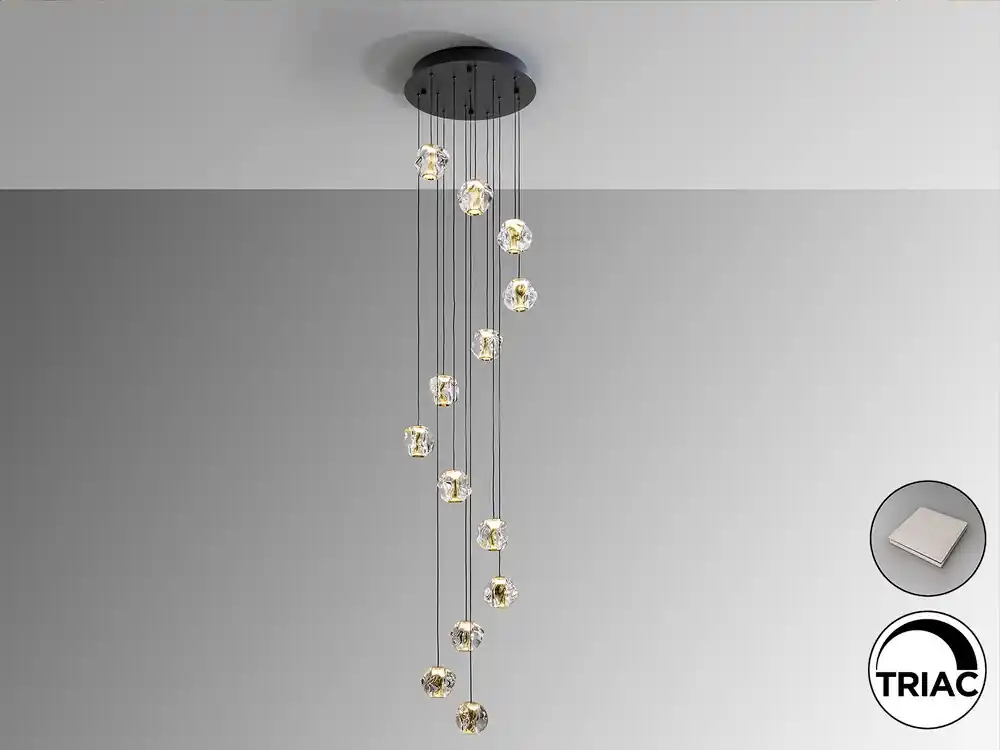 ZARIA LAMPARA 13L  NEGRO/ORO/TRANSPARENTE Alta Calidad
