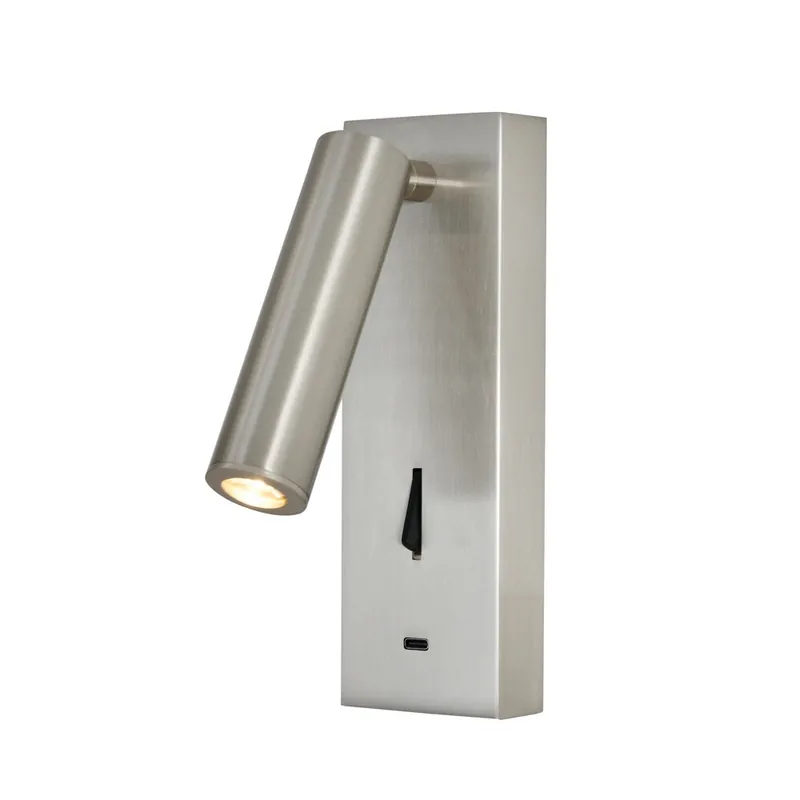 APLIQUE LECTOR LED 3W TARIFA III NIQUEL  TYPE-C CARGADOR De Moda