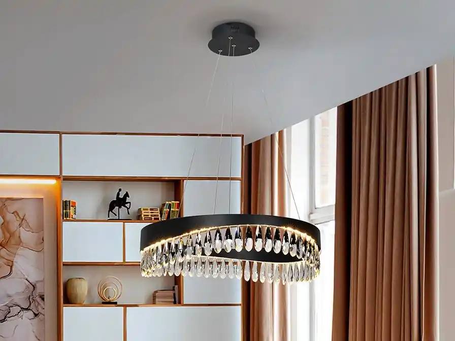 SELENE  LAMPAARA Ø60 NEGRO-CRISTAL Nuevo Modelo