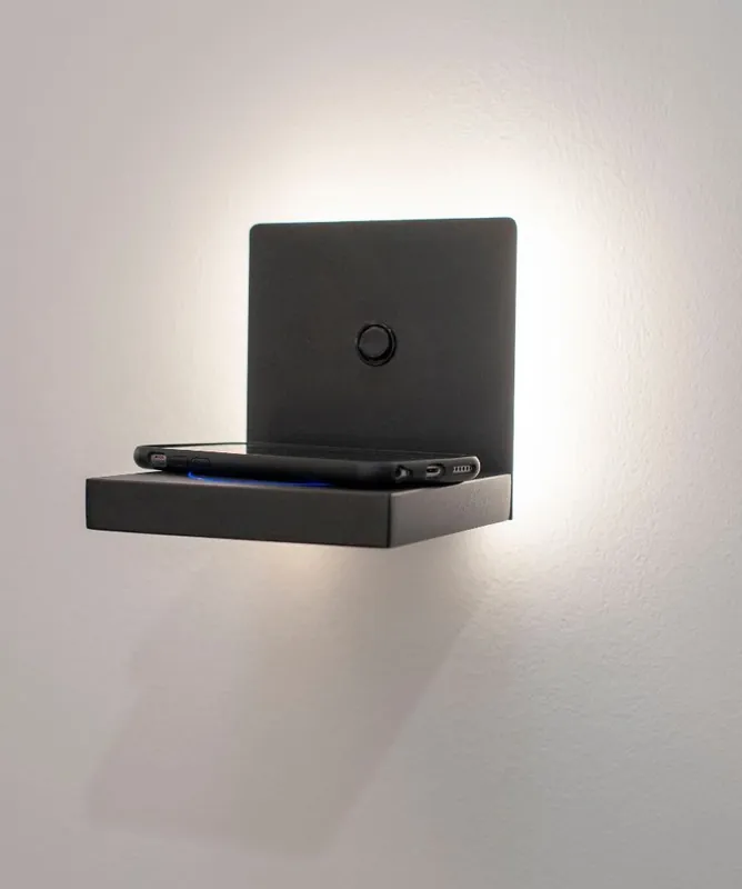 APLIQUE LED ZANZIBAR NEGRO 3W CON CARGADOR MOVIL POR INDUCCION Directo De Fábrica