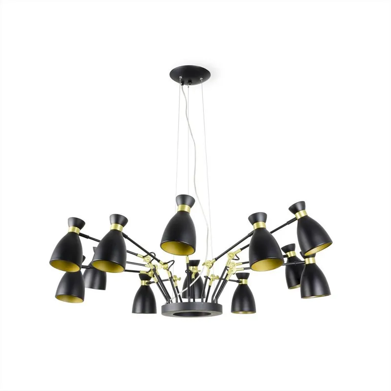Última Oportunidad RETRO COLGANTE 12 L NEGRO/ORO SATINADO E14 MAX 20