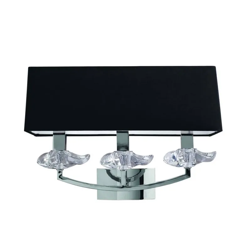 Aplique de pared Akira 3 luces pantalla tela negro - Mantra De Moda