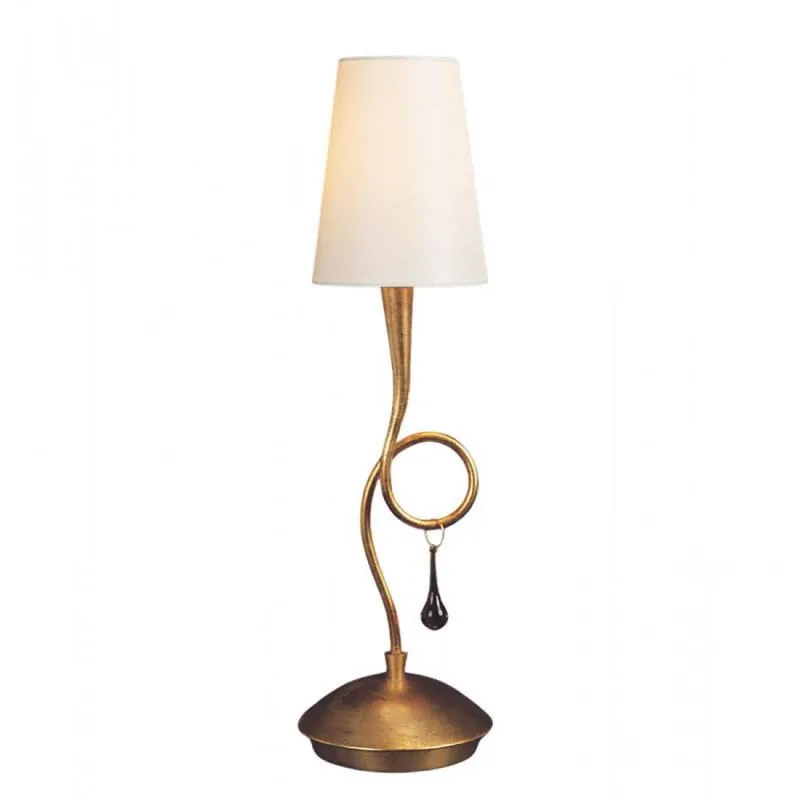 Promoción Exclusiva Lámpara sobremesa Paola 1L E14 oro y pantalla tela crema - Mantra