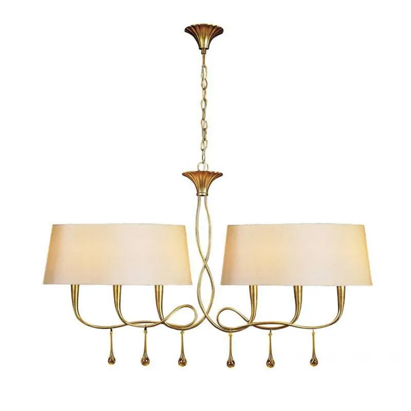 Solo Hoy Lámpara colgante Paola 6 luces oro y pantalla crema - Mantra