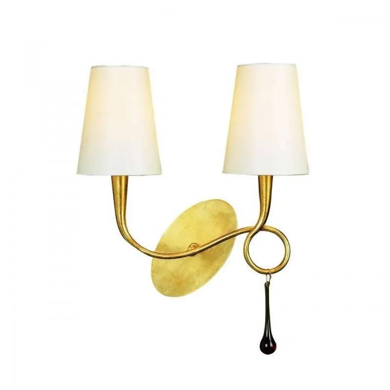 Aplique de pared Paola 2L E14 oro y pantalla crema - Mantra A Buen Precio