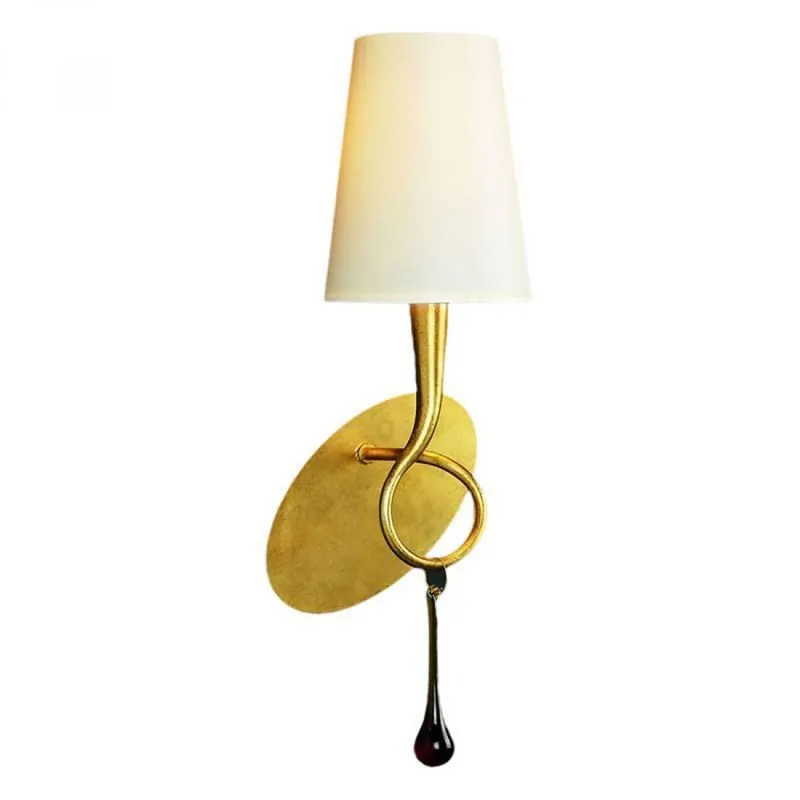 Aplique de pared Paola 1L E14 oro y pantalla tela crema - Mantra Envío Inmediato