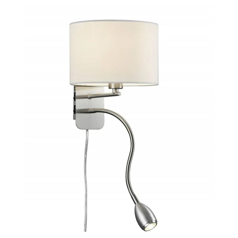 Aplique de pared Texti 2 luces acero inox y tela blanca - Trio Mejor Precio