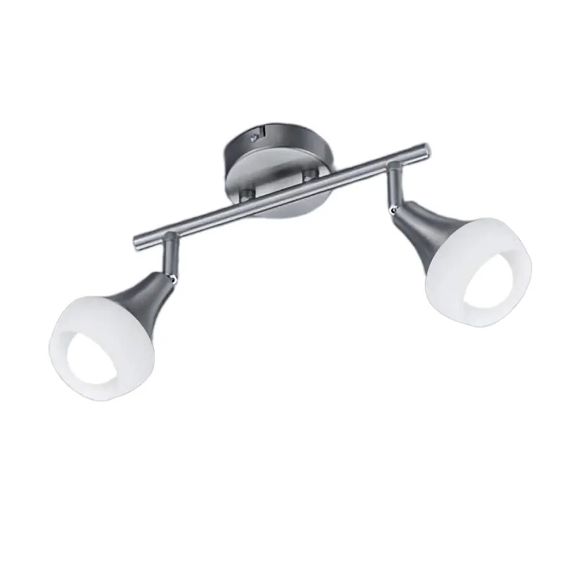 Regleta de focos Trumpet 2L E14 níquel mate - Trio Máxima Calidad