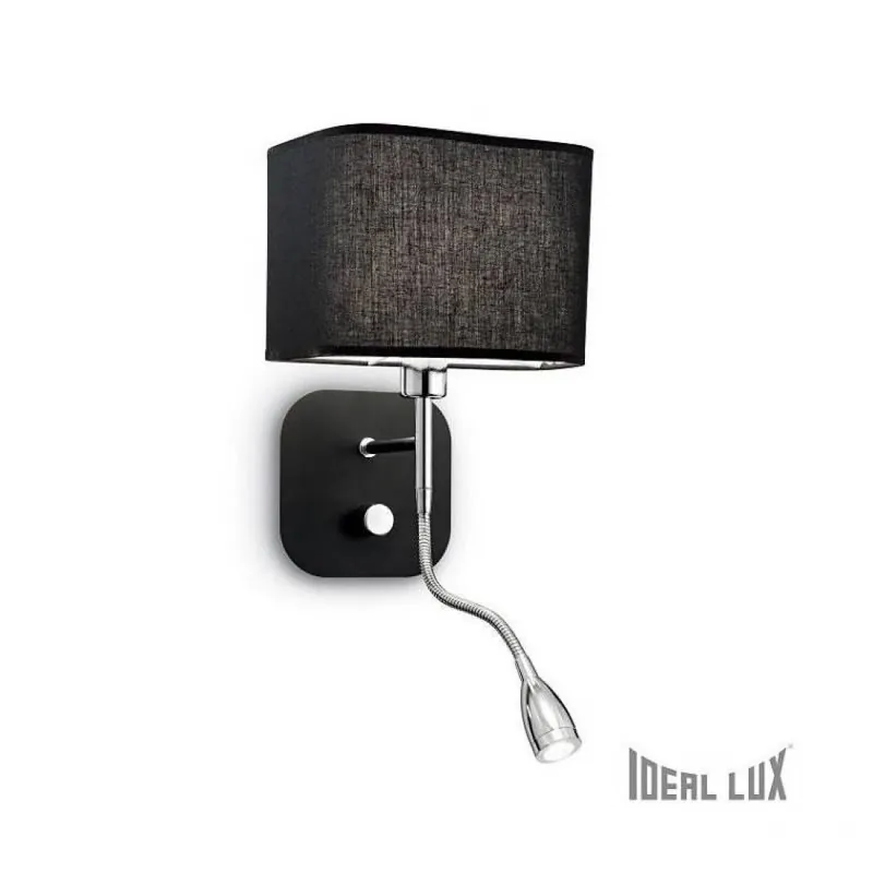 Aplique de pared Holiday E14 + LED 1w pantalla negra - Ideal Lux Alta Calidad