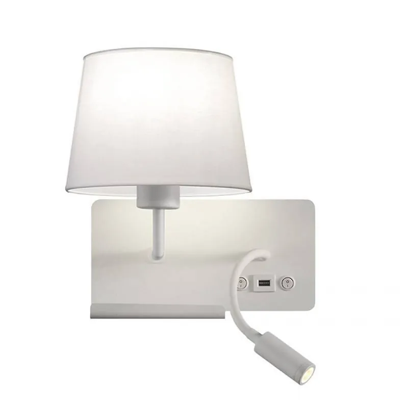 Aplique de pared Hold USB E27 + LED 3w blanco o negro texturado - ACB Favorito De Clientes