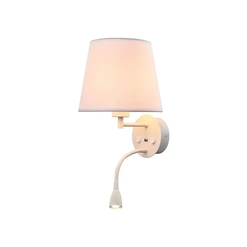 Solo Hoy Aplique de pared Caicos E27+LED 3w USB blanco - Mantra