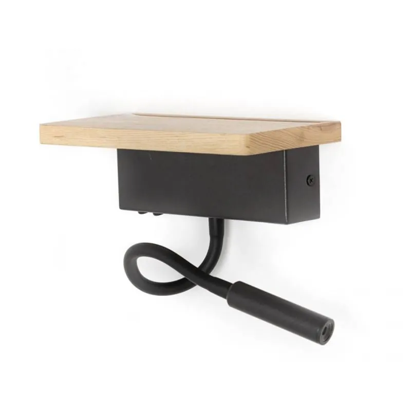 Aplique de pared Bach LED 5+3w USB madera - Cristalrecord Oferta Especial