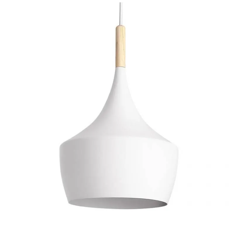 Tendencia Lámpara colgante Lund 1L E27 blanco + madera - Jueric