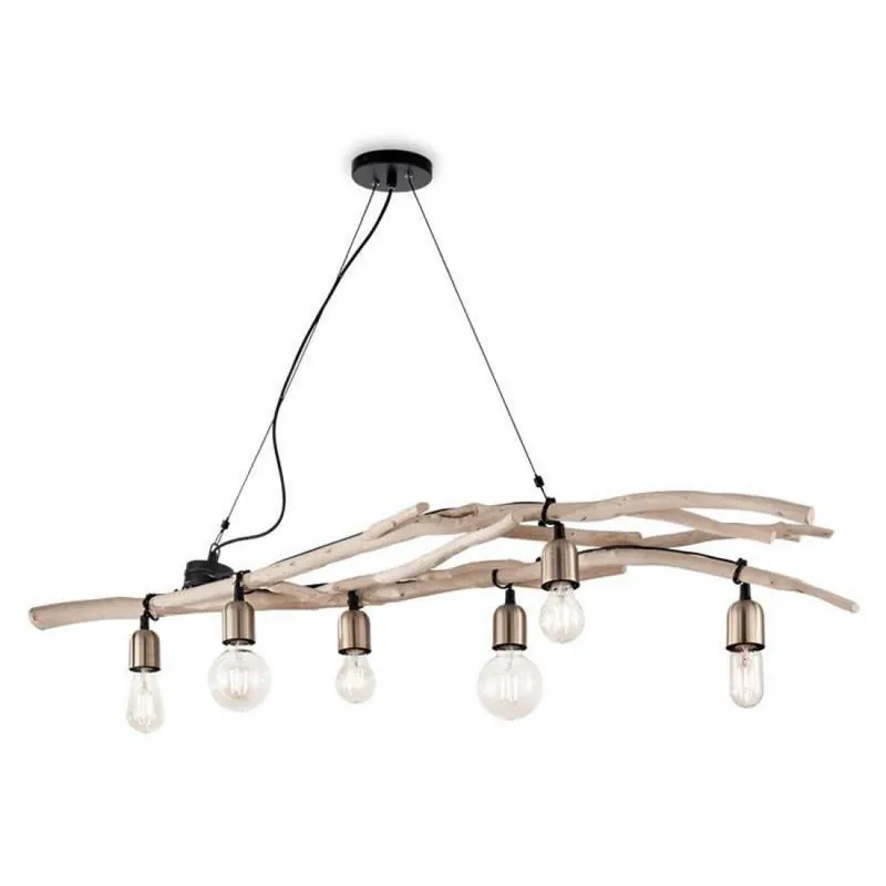 Solo Por Tiempo Limitado Venta de Lámpara Colgante Driftwood 6L E27 Madera Ideal Lux