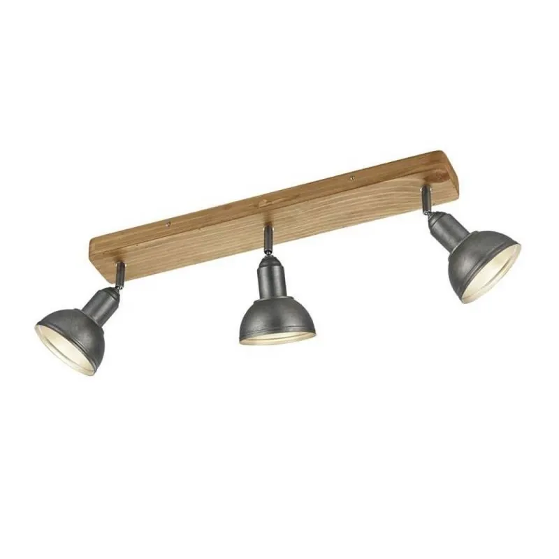 Regleta de focos Delhi 3L E14 metal + madera - Trio Precio Bajo