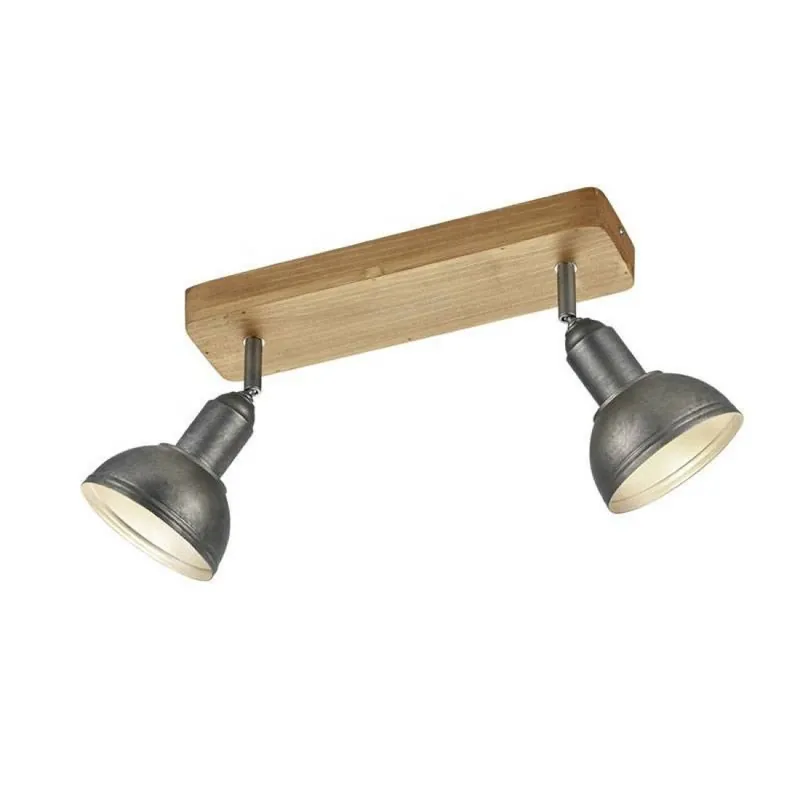 Regleta de focos Delhi 2L E14 metal + madera - Trio Imprescindible (Must-Have)