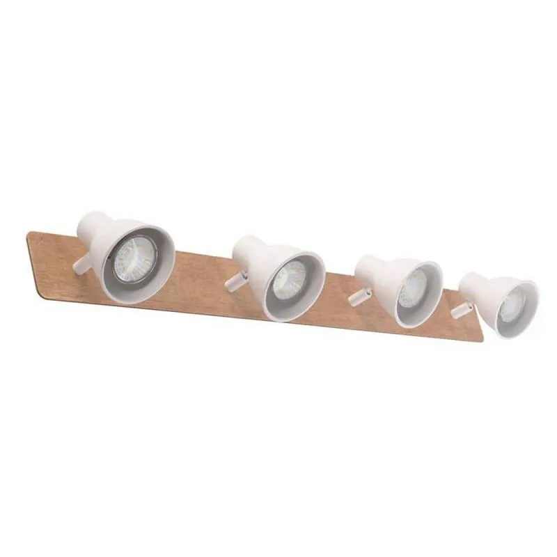 Regleta de focos Miko 4L GU10 madera + blanco - Jueric Tendencia