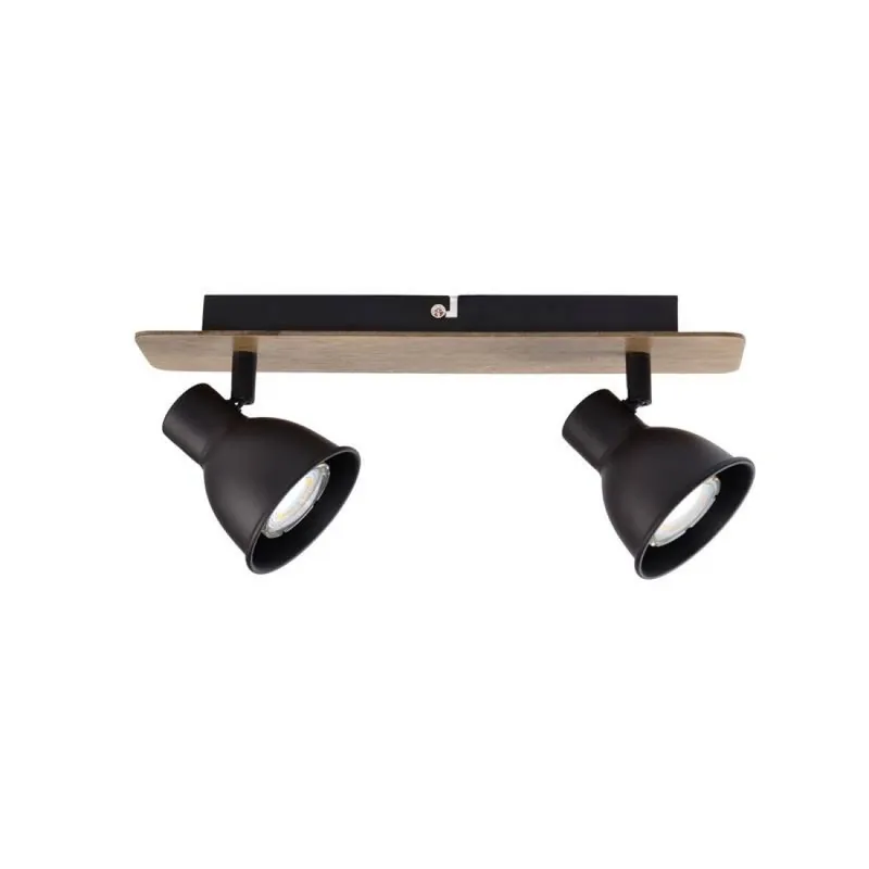 A Buen Precio Regleta de focos Miko 2L GU10 madera haya + negro - Jueric