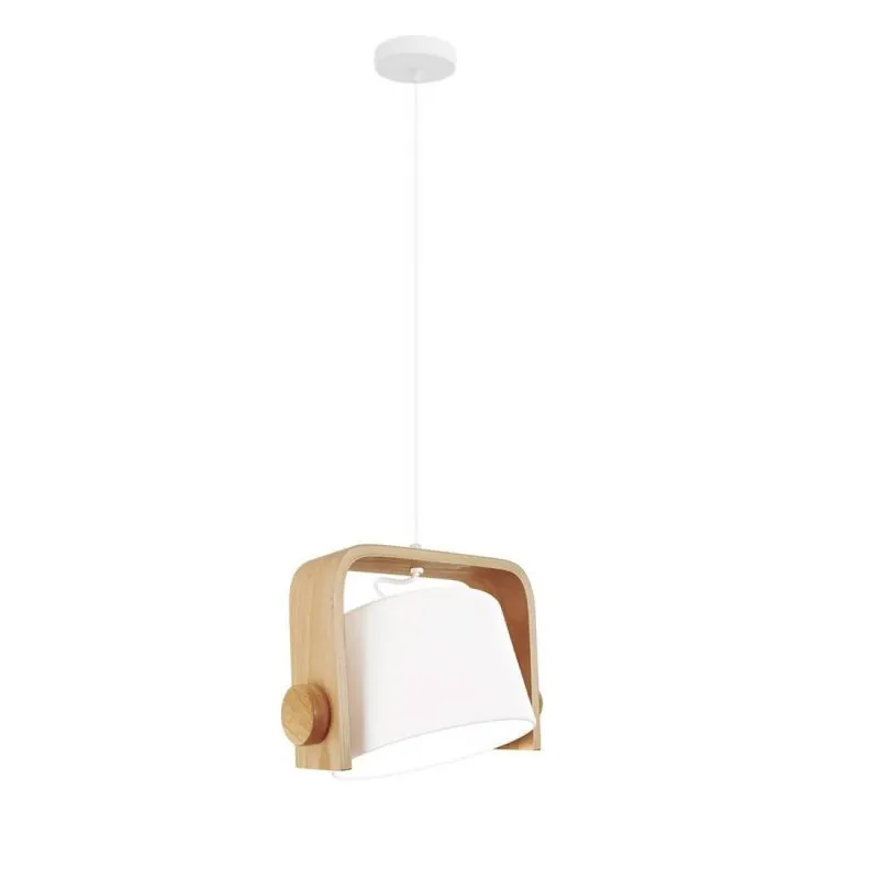 Artesanal Lámpara colgante MD2414 1L E27 30cm madera natural - Ineslam