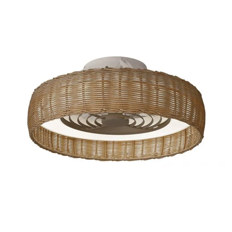Ventilador de techo Kilimanjaro Mini DC LED ratán + mando - Mantra Artesanal