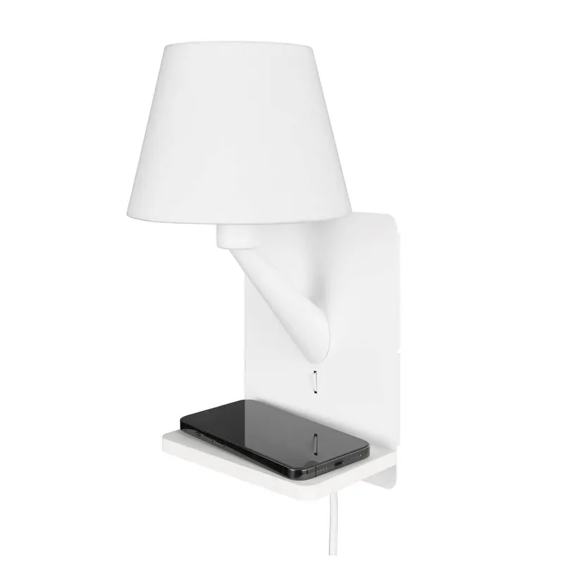 Aplique de pared Comfort E14 USB tela - Trio Precio De Fábrica