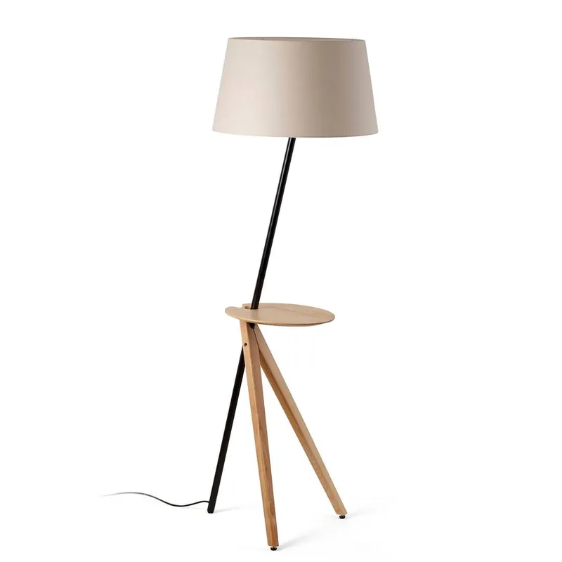 Auténtico Lámpara de pie Treewood Tray E27 mesa madera - Faro