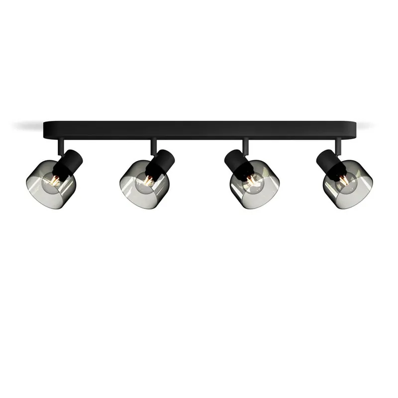 Artesanal Regleta de focos Sleet 4L E14 negro y cristal - Philips