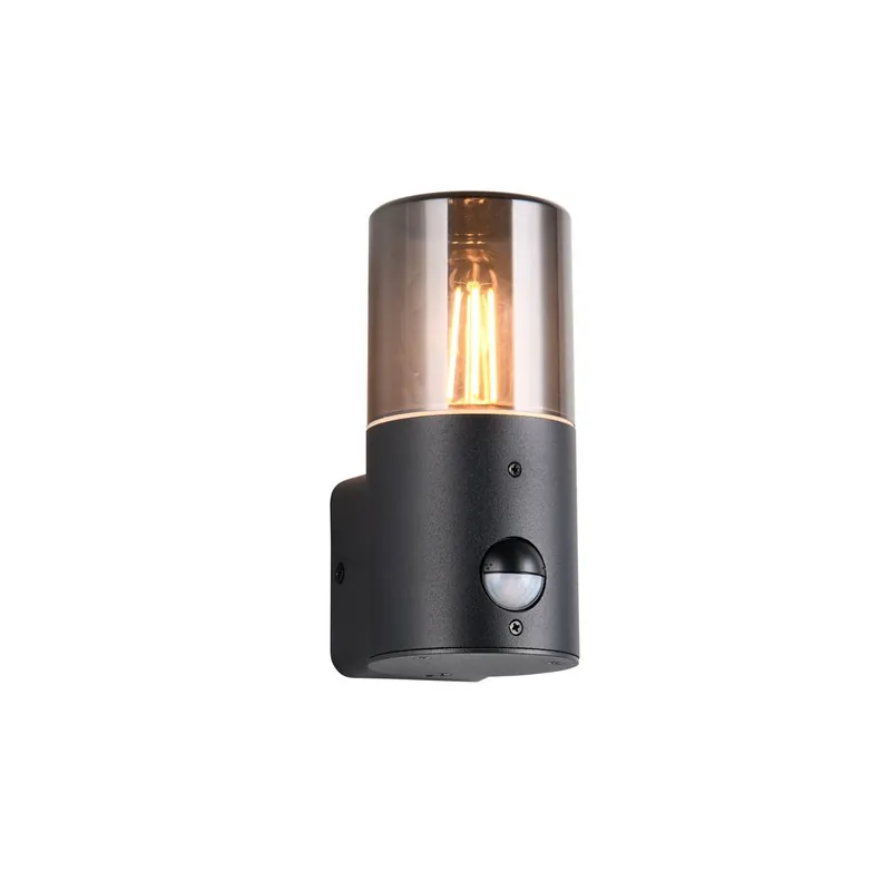 Aplique de pared Hoosic Sensor E27 IP44 humo y antracita - Trio Premium