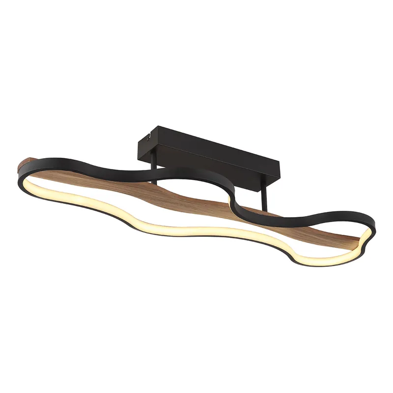 Compra Ahora Lámpara de techo largo rectangular negro/aspecto madera nube Globo Bezzy