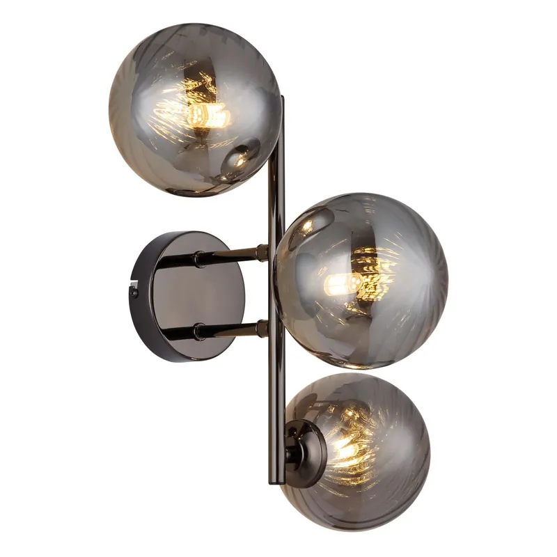 Lámpara de pared moderna en cromo negro con vidrio ahumado para un toque elegante y acogedor. ✓ Envío gratis desde 50 € ✓ 2 años de garantía Entrega Rápida