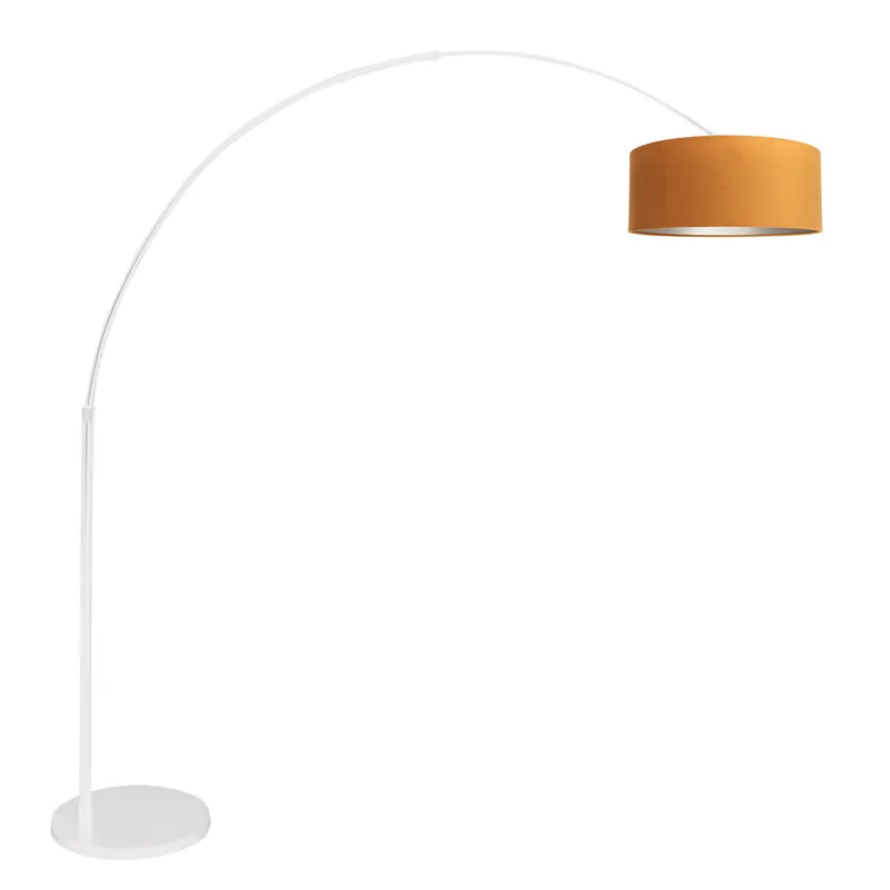Lámpara de arco blanca con pantalla de terciopelo naranja Steinhauer Sparkled Light Disponible Ahora