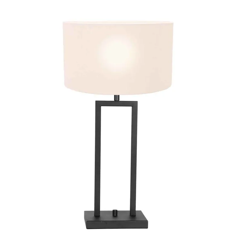 Lámpara de mesa negra Steinhauer Stang con pantalla blanca y diseño moderno. Ideal para cualquier espacio. ✓ Entrega rápida ✓ 2 años de garantía Imprescindible (Must-Have)