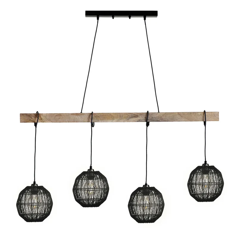 Lámpara colgante oriental de metal negro Globo Hermi II Profesional