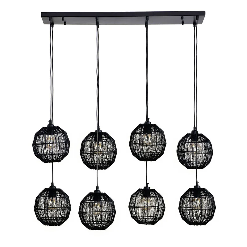 Descuento Lámpara colgante oriental de metal negro Globo Hermi II