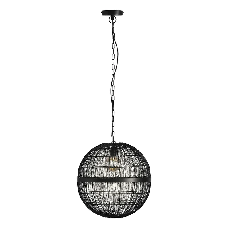 Original Lámpara colgante oriental esférica de metal negro Globo Hermi II