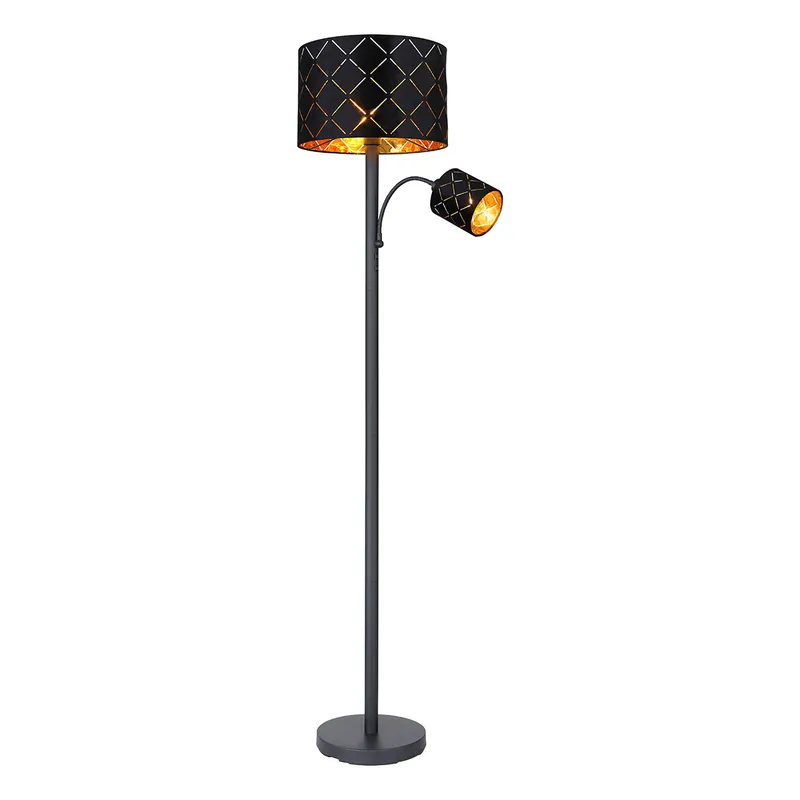 Lámpara de pie retro de metal negro Globo Sunna Precio De Oferta