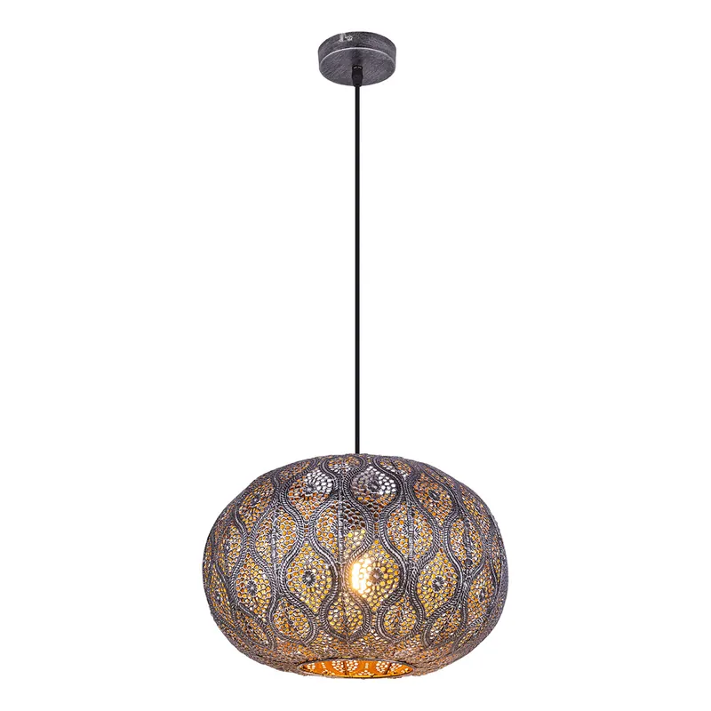 Lámpara colgante oriental de metal plateado Globo Solera A Buen Precio