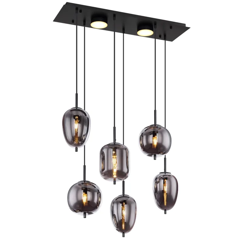 Lámpara colgante moderna negra mate con cristal ahumado que ofrece elegancia y versatilidad en tu hogar. ✓ Envío gratis desde 50 € ✓ 2 años de garantía Precio Reducido