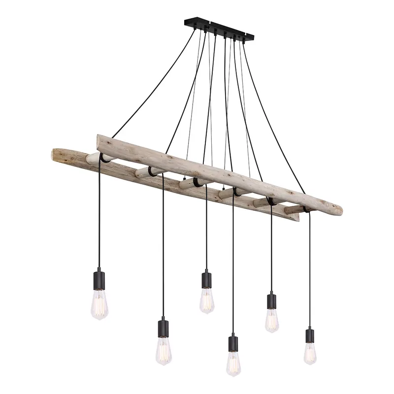 Precio Rebajado Lámpara colgante rural de madera natural Globo Irmgard