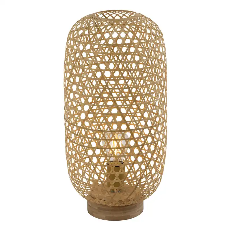 Exclusivo Lámpara de mesa bohemia ovalada de bambú natural Globo Mirena