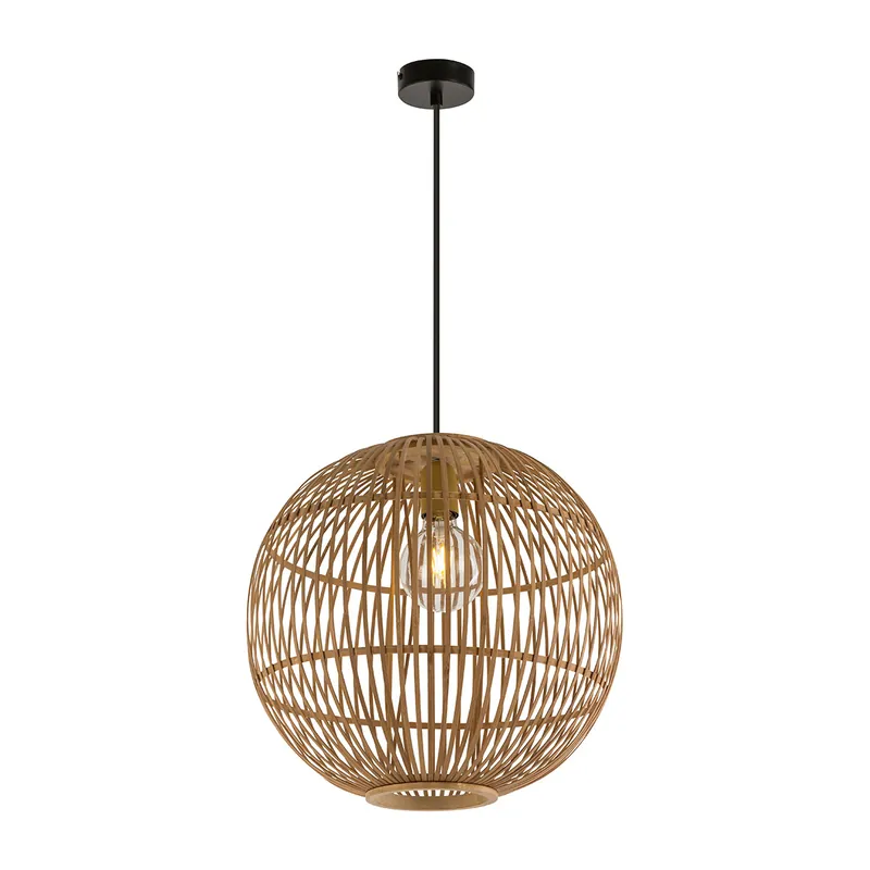 Lámpara colgante bohemia de bambú natural Globo Hildegard Liquidación