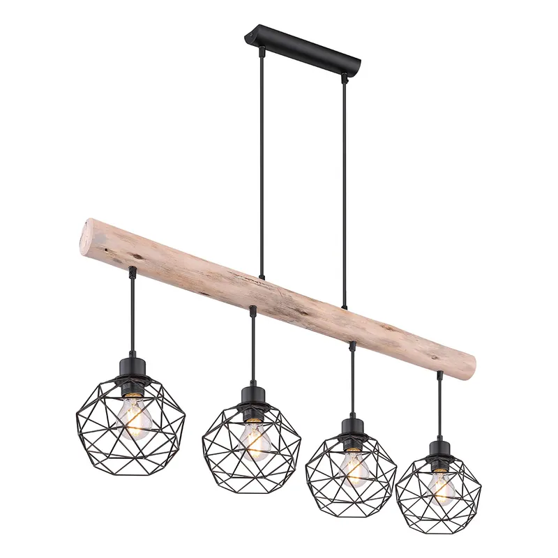 Envío Inmediato Lámpara colgante rural de metal negro en forma de viga Globo Theodor