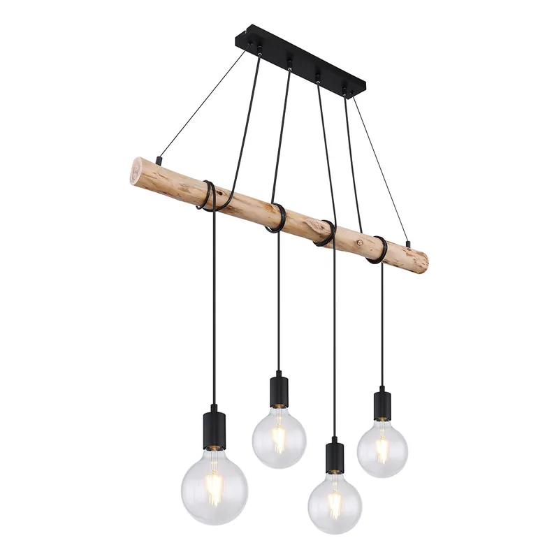 Lámpara colgante rural de metal negro en forma de viga Globo Auston Mayoreo