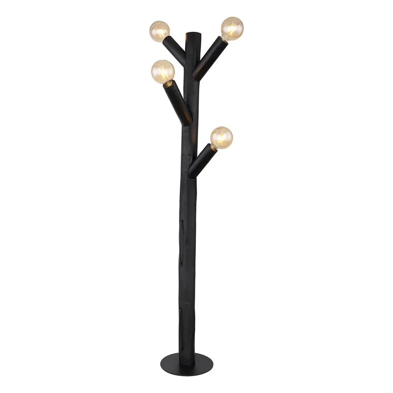 Tendencia Lámpara de pie rural de metal negro Globo Ray