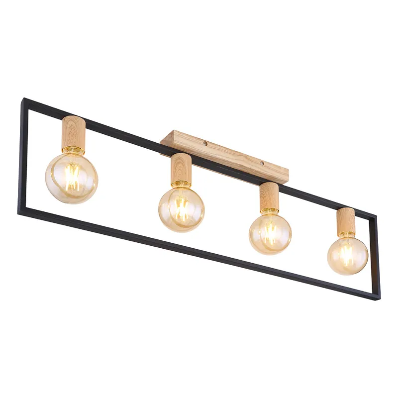 Promoción Exclusiva Lámpara de techo rectangular retro de metal negro Globo Daniel