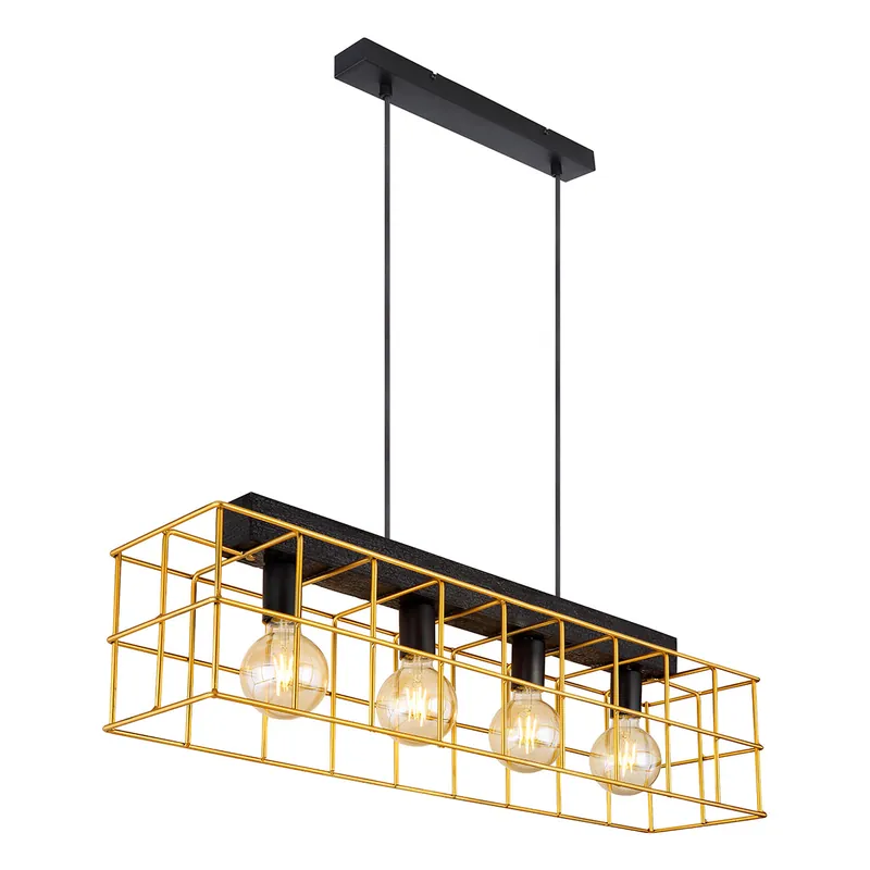 Lámpara colgante larga retro de metal negro Globo Merril Popular