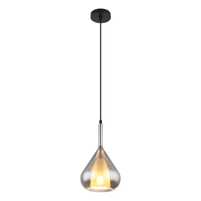 Lámpara colgante negra clásica de cristal ahumado Globo Geeky Oferta De Temporada