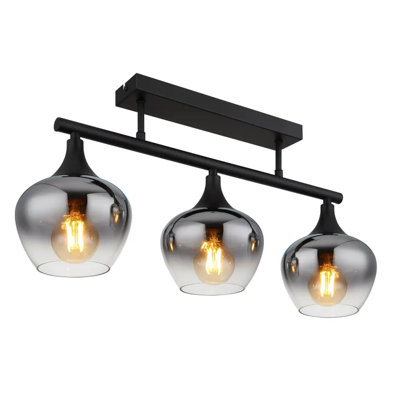 Lámpara colgante negra con tres esferas de vidrio, un diseño elegante y atemporal. ✓ Envío gratis desde 50 € ✓ 2 años de garantía Exclusivo