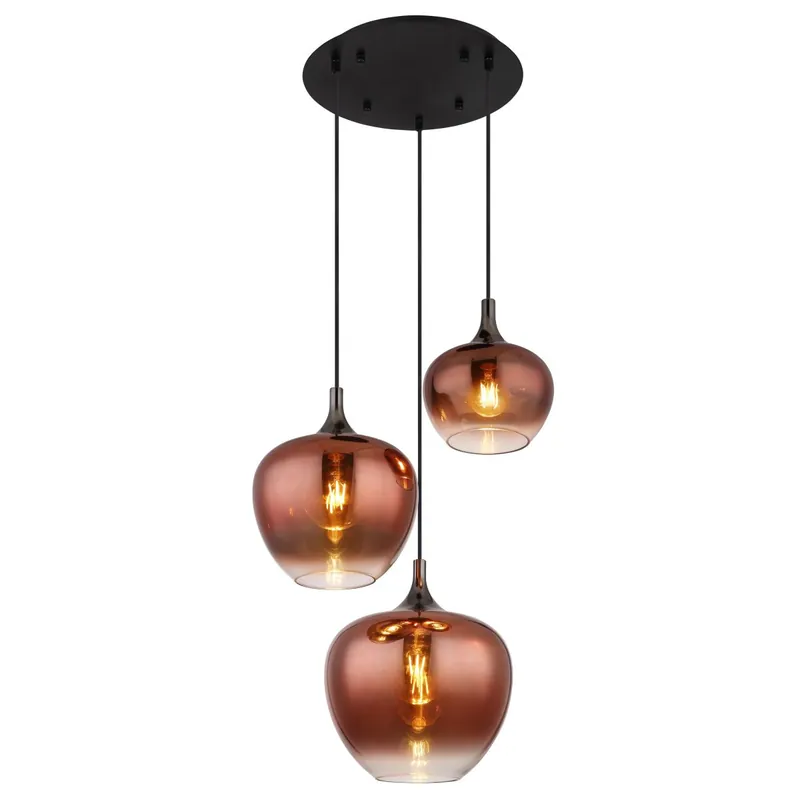 Envío Gratis Lámpara colgante moderna con pantallas de vidrio en cobre, perfecta para dar un toque elegante a tu hogar. ✓ Envío gratis desde 50 € ✓ 2 años de garantía